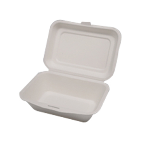 FSTP99 | Eco-friendly White Sugarcane Rectangular Clamshell Food Container | 9x6x3″ – 250 Pcs