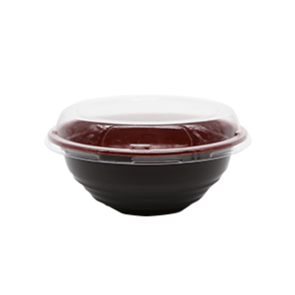 WL1000 | 34oz Microwaveable PP Black Red Donburi Bowl W/ Lid | 200 Sets