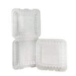 EG91(White)| Microwavable PP Square Clamshell Food Container | 9x9x3″ | 150 Pcs