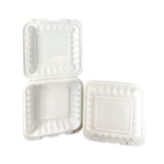 EG81(White)| Microwavable PP Square Clamshell Food Container | 8x8x3″ | 150 pcs
